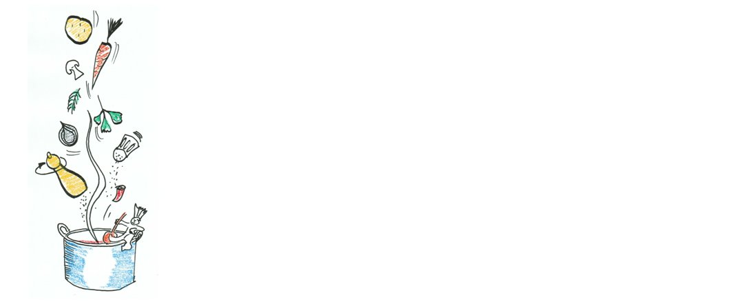 Skizze. Topf mit Gemüse als Metapher für das Erlernen einer Intervention.